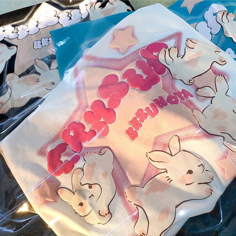 Y2k Bunny Print Short Sleeve T-shirt