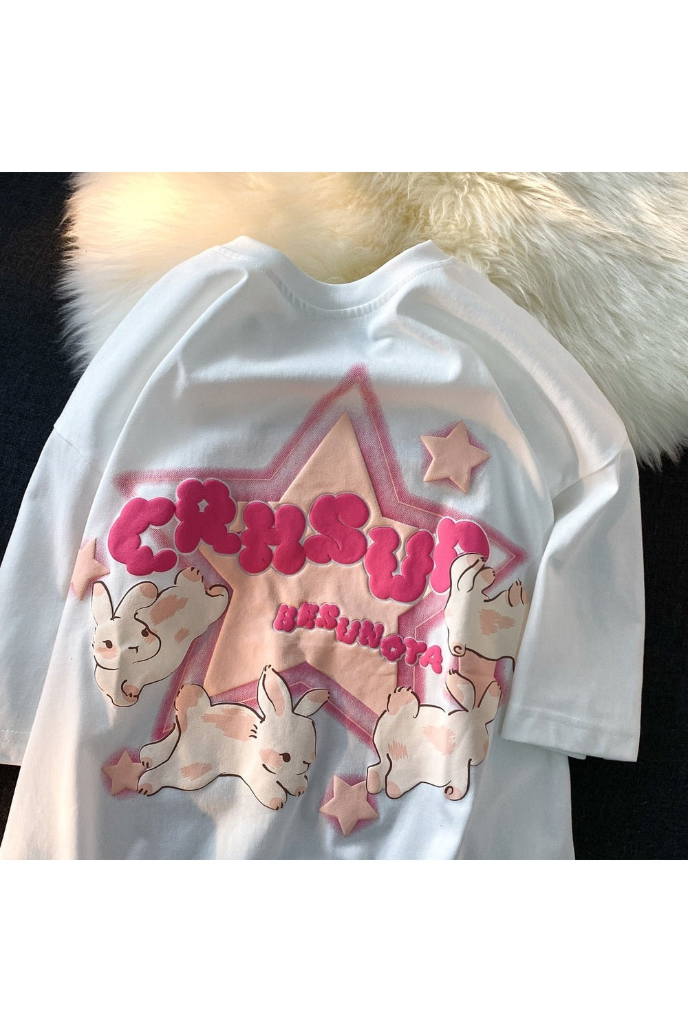 Y2k Bunny Print Short Sleeve T-shirt