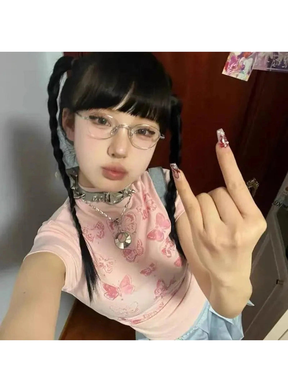 Y2k Butterfly Cotton Top