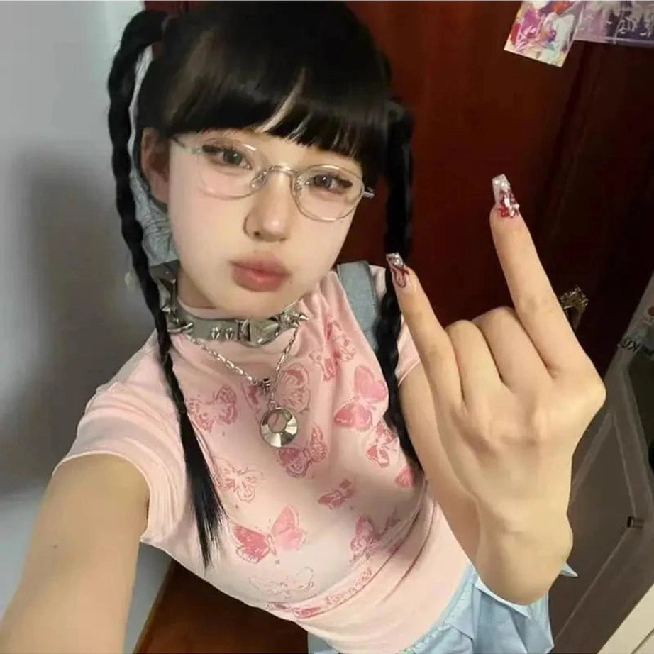 Y2k Butterfly Cotton Top