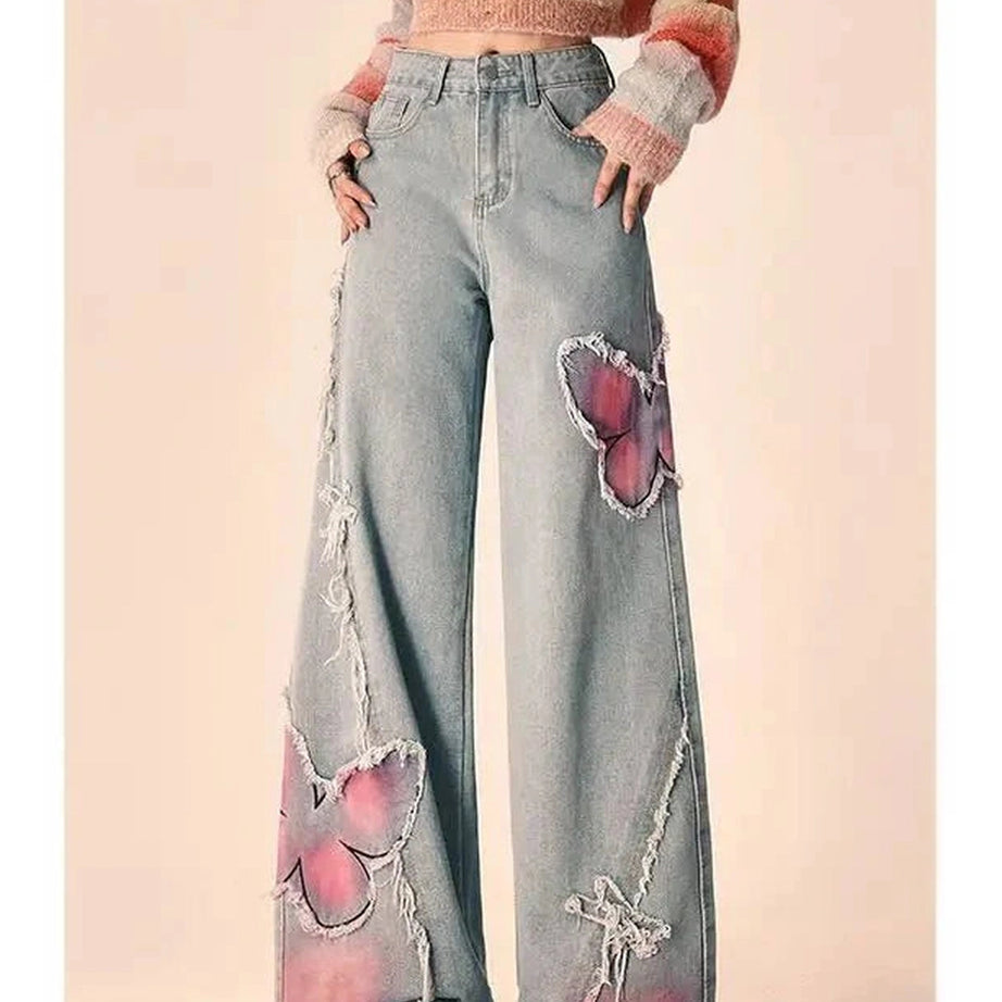 Y2k Butterfly Embroidered Jeans