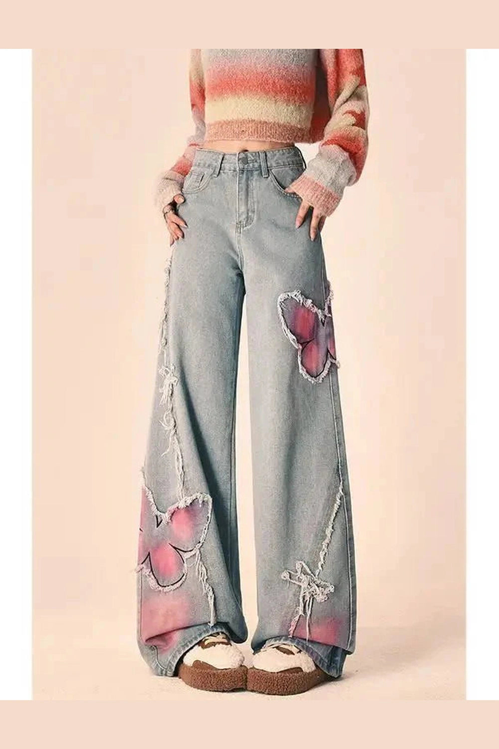 Y2k Butterfly Embroidered Jeans