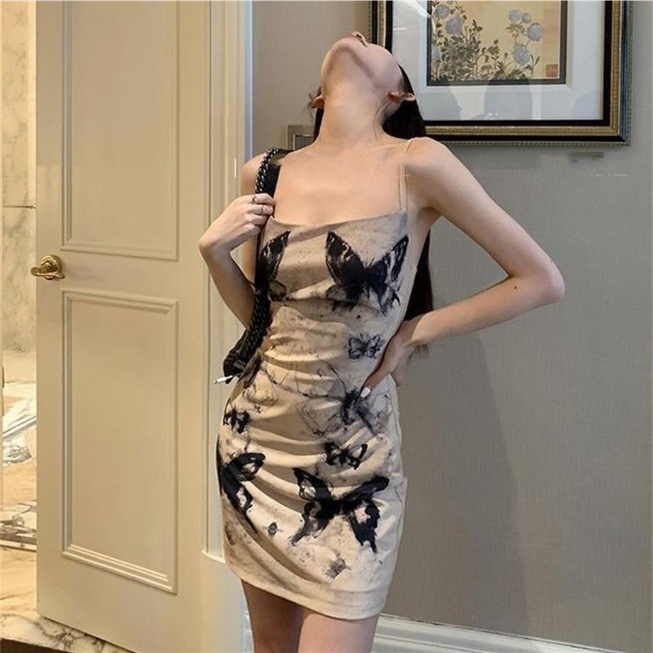Y2k Butterfly Ink A-line Dress