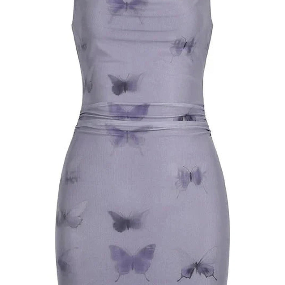 Y2k Butterfly Mesh Mini Dress