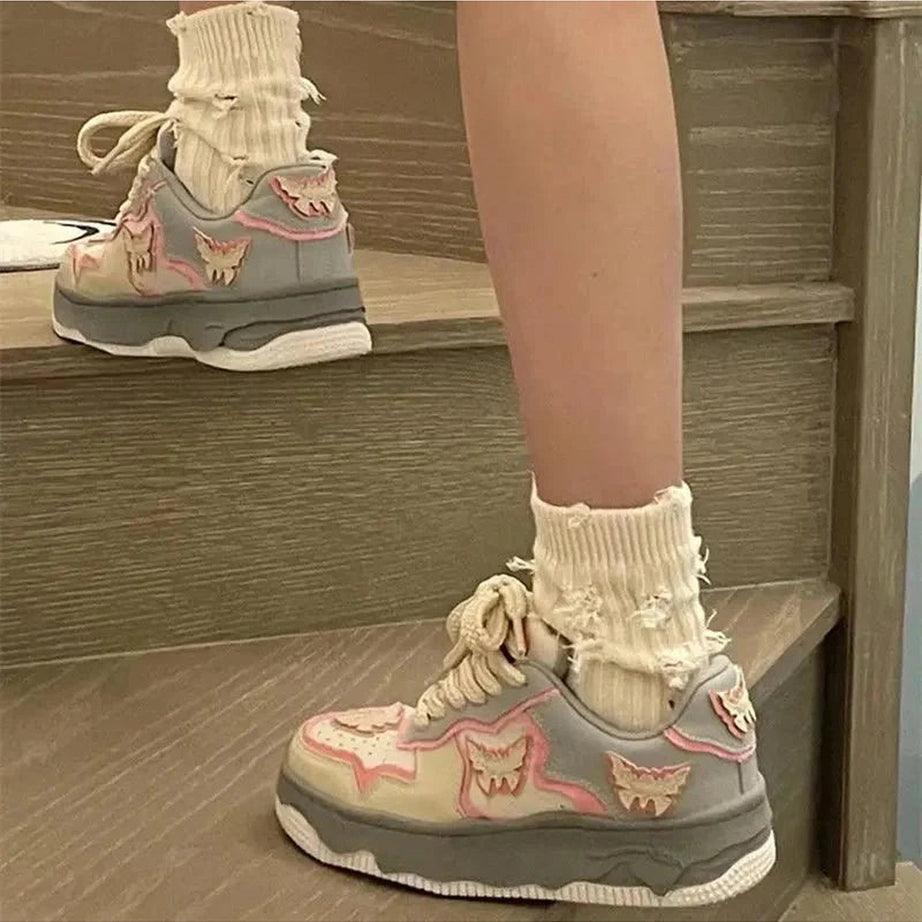 Y2k Butterfly Platform Sneakers