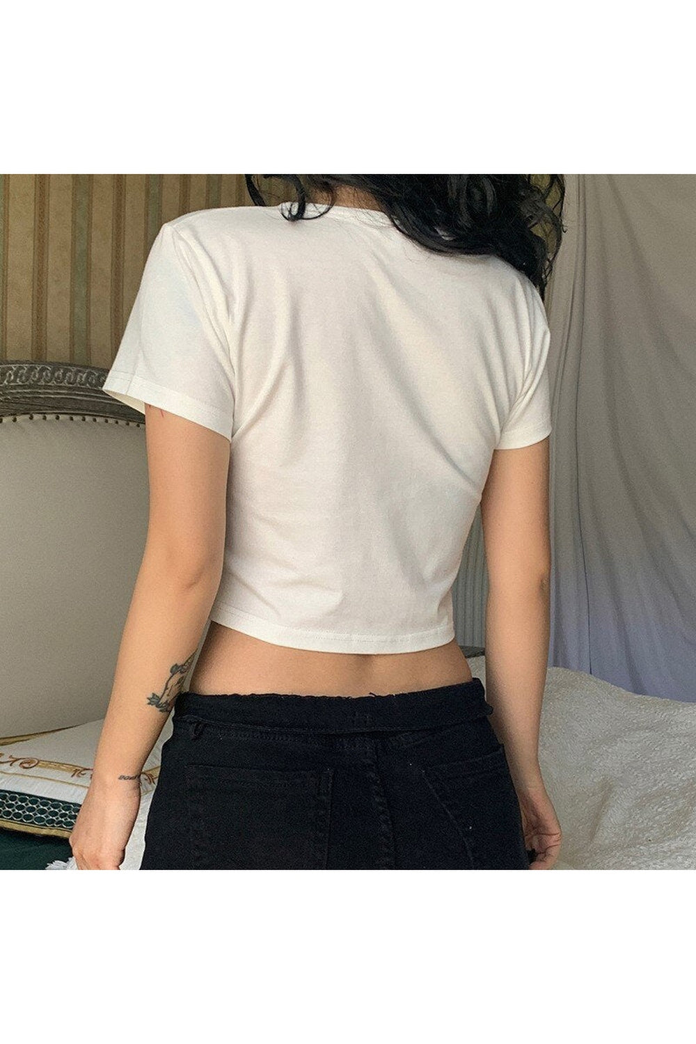 Y2k Butterfly Print Fitted Crop Top