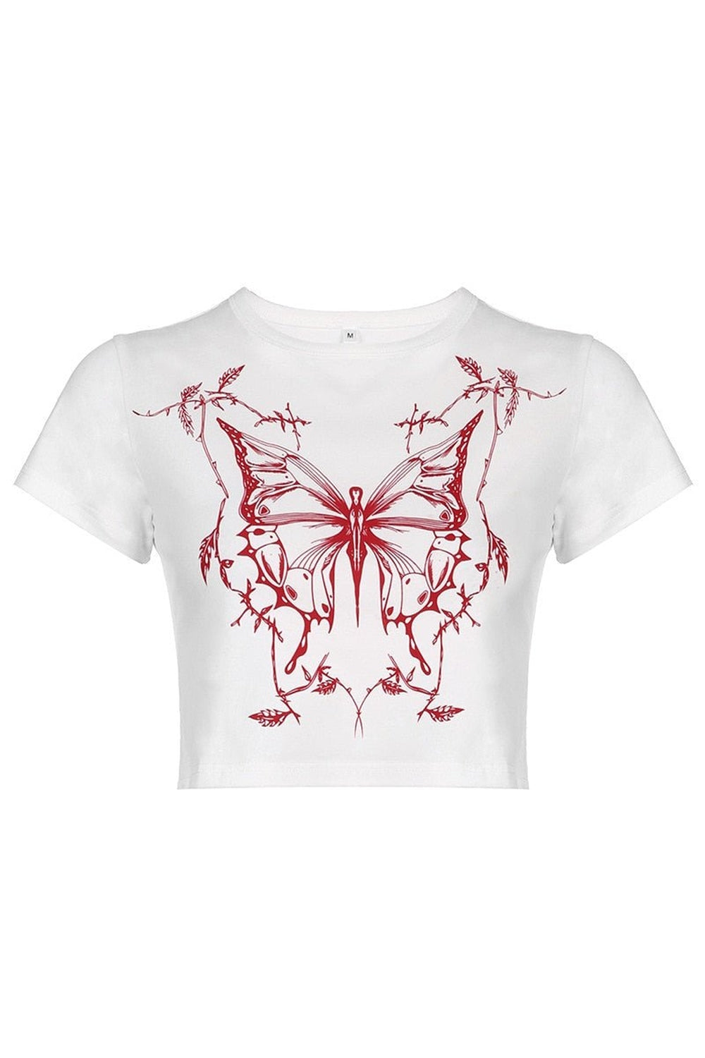 Y2k Butterfly Print Fitted Crop Top