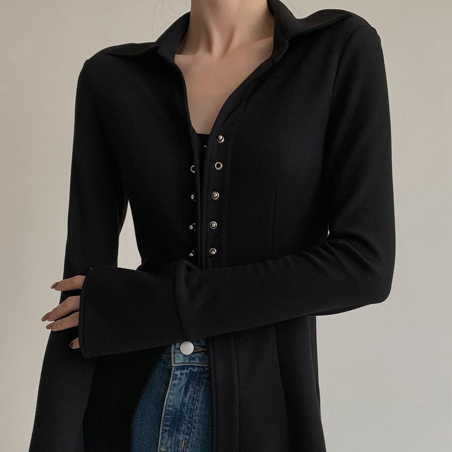 Y2k Button Slim Casual Shirt