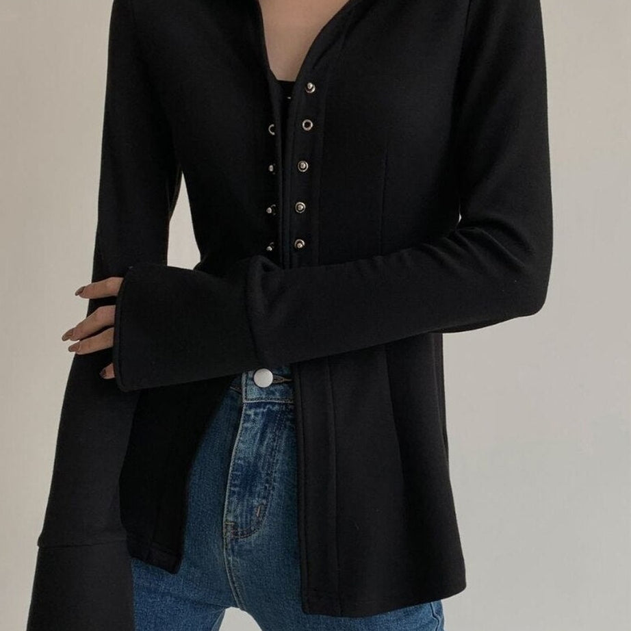 Y2k Button Slim Casual Shirt