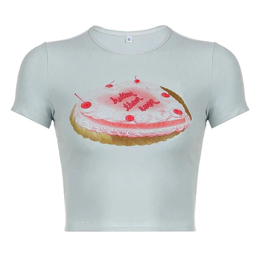 Y2k Cake Print Basic Top