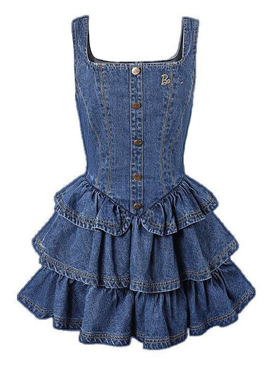 Y2k Cake Ruffle Mini Denim Dress