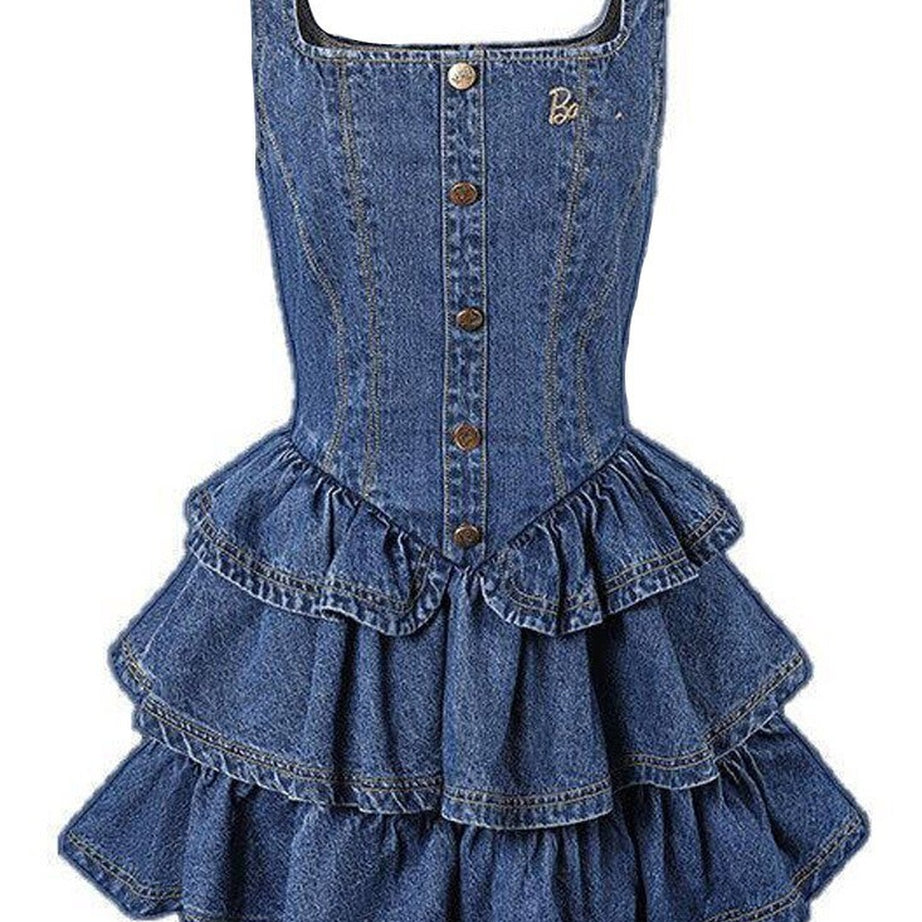 Y2k Cake Ruffle Mini Denim Dress