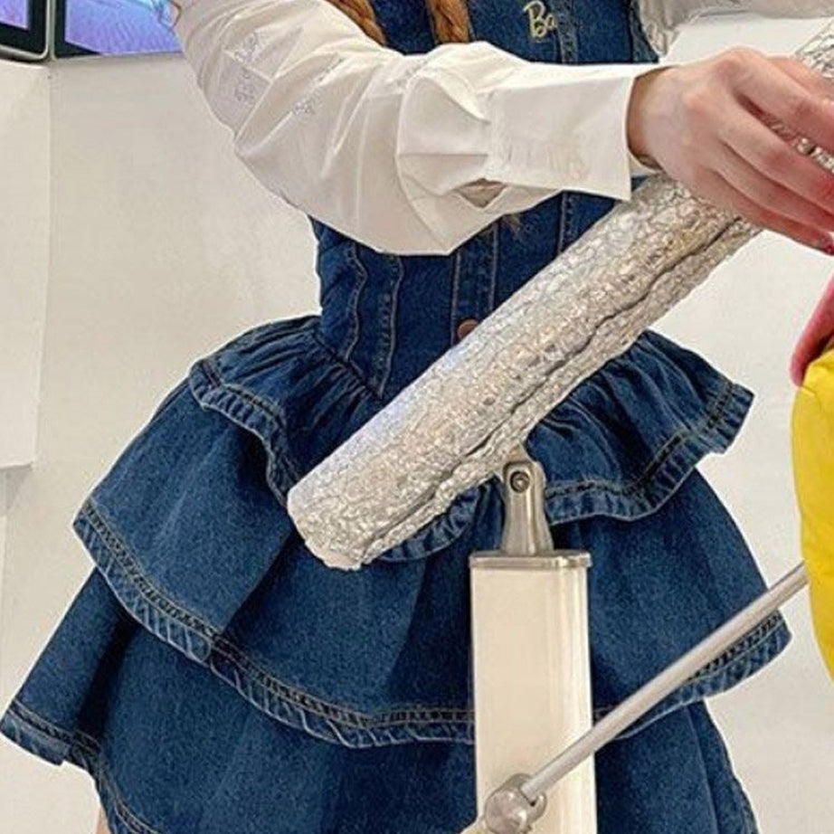 Y2k Cake Ruffle Mini Denim Dress