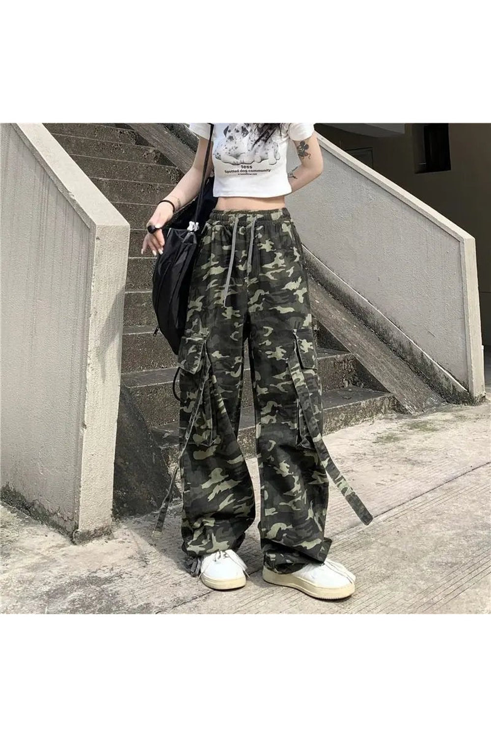 Y2k Camouflage High Waist Drawstring Pants