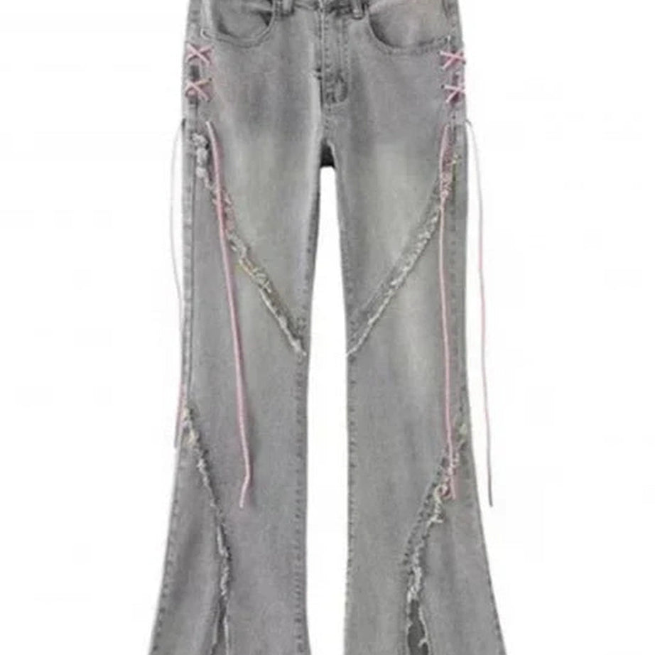 Y2k Candy Stripe Flare Jeans