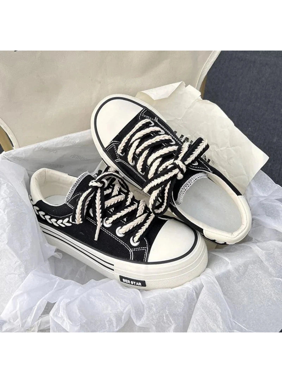 Y2k Canvas Platform Shoes