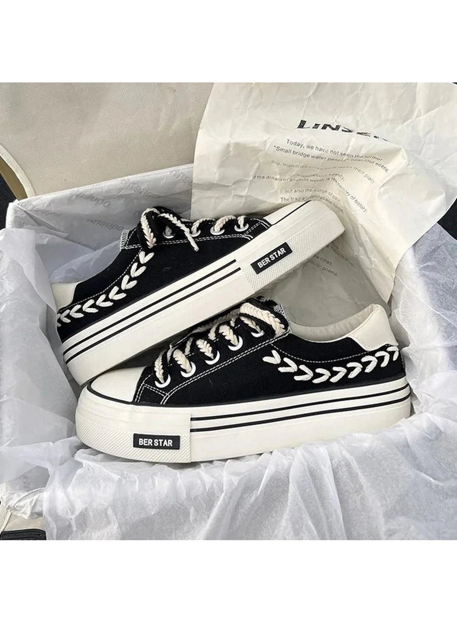 Y2k Canvas Platform Shoes