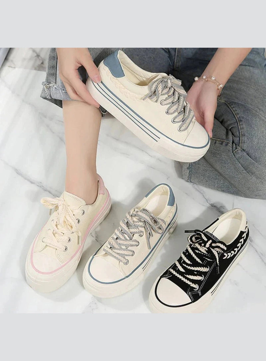 Y2k Canvas Platform Shoes