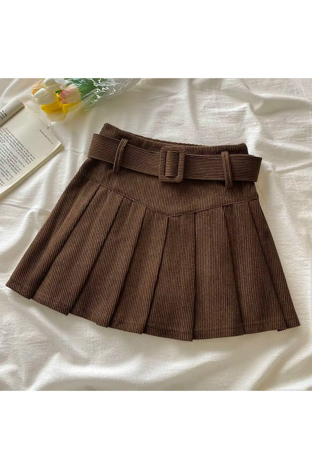 Y2k Caramel Pleat Delight Skirt