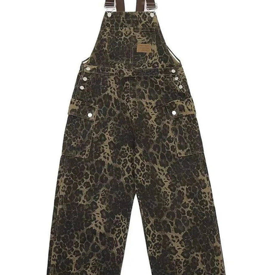 Y2k Cargo Leopard Jumpsuit