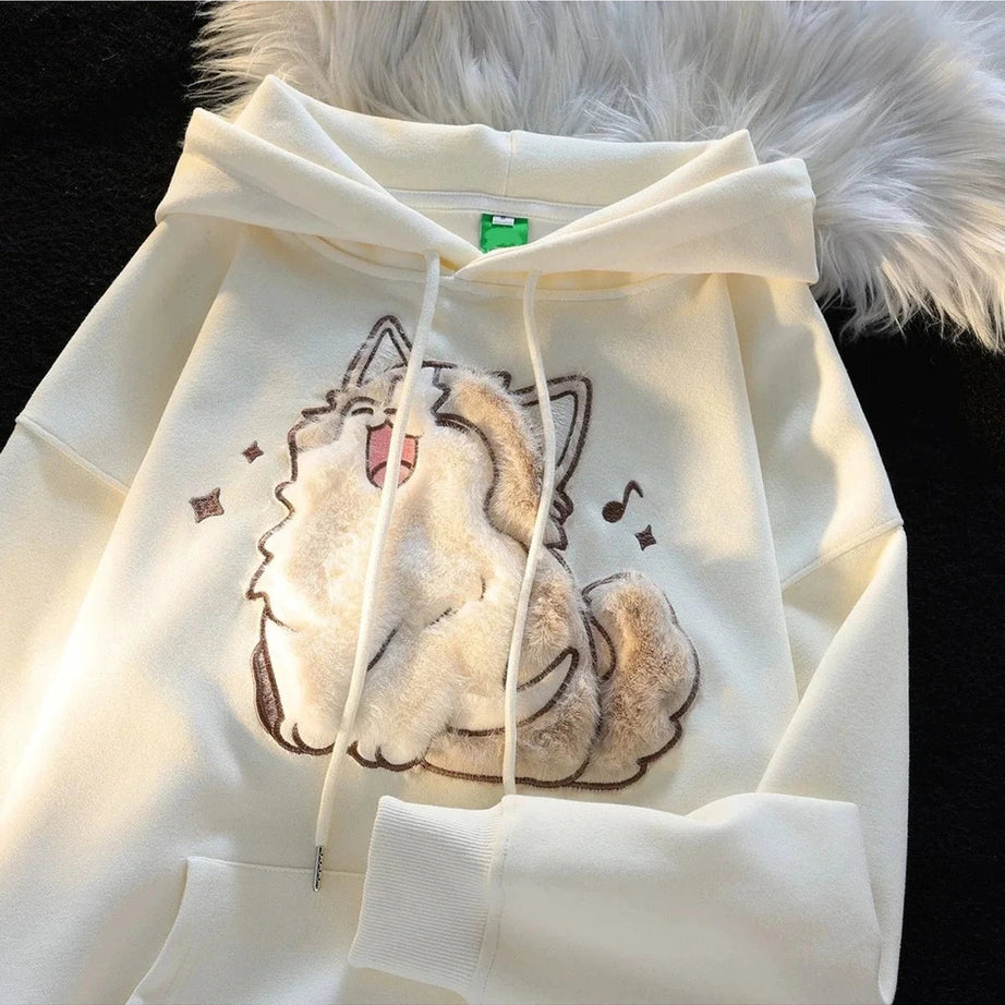 Y2k Cartoon Cat Embroidery Hoodie