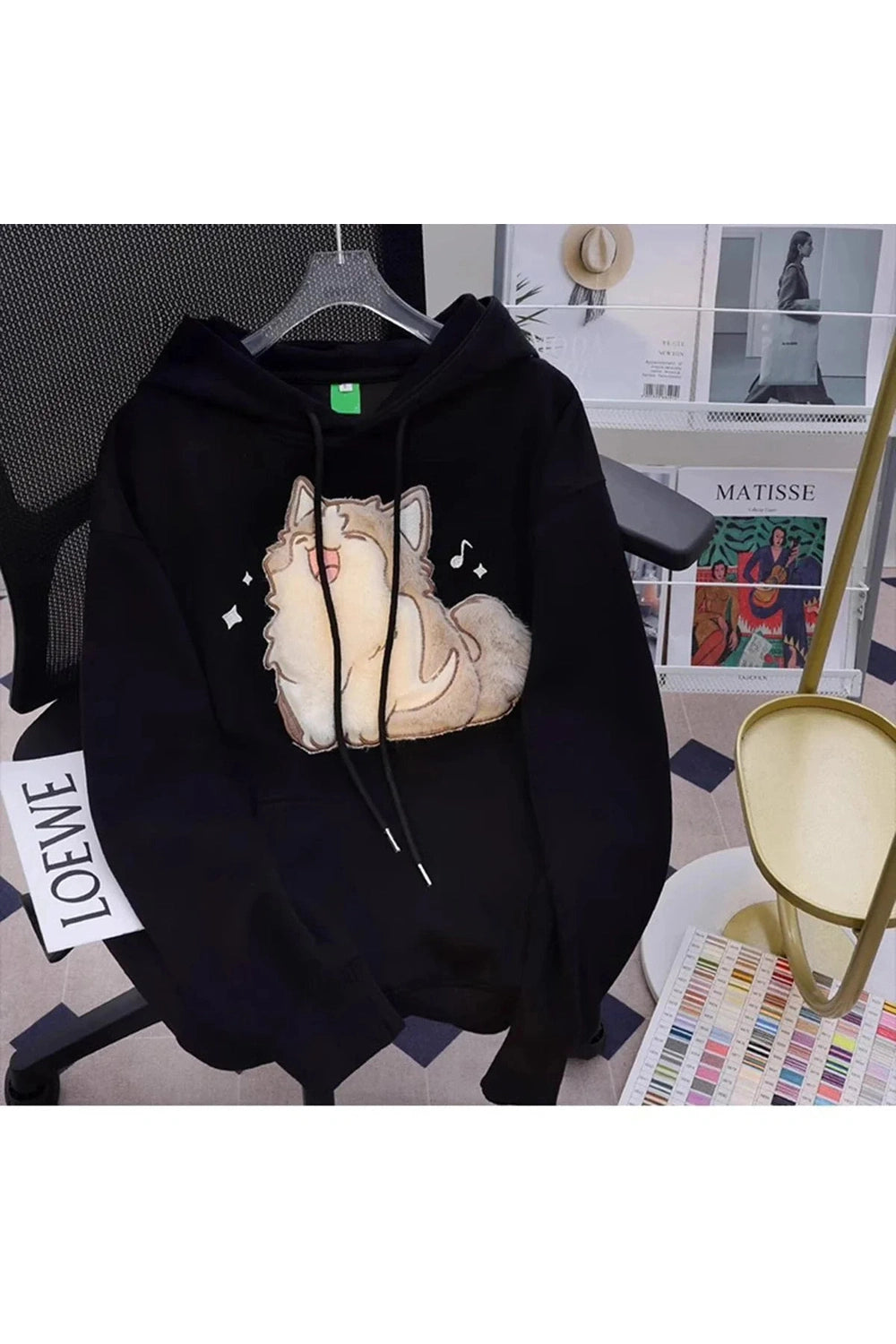 Y2k Cartoon Cat Embroidery Hoodie