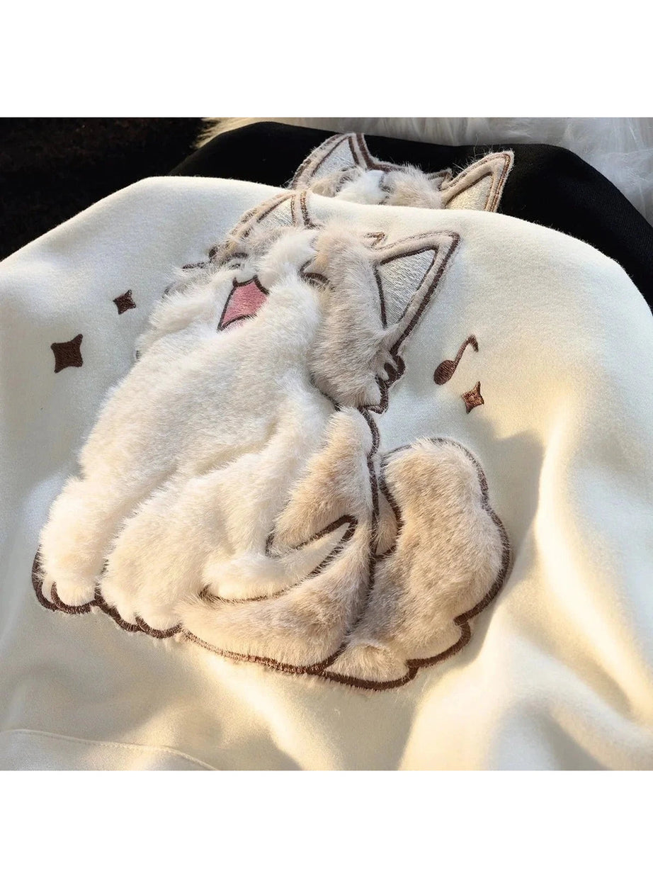 Y2k Cartoon Cat Embroidery Hoodie