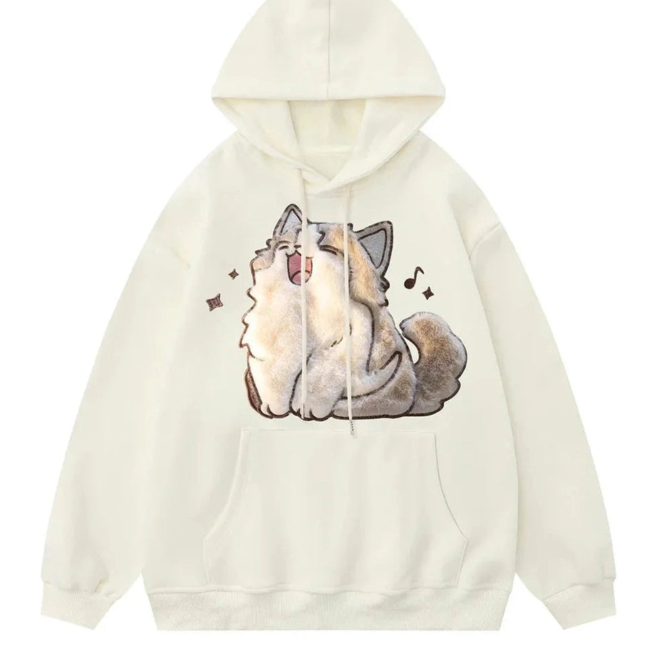 Y2k Cartoon Cat Embroidery Hoodie