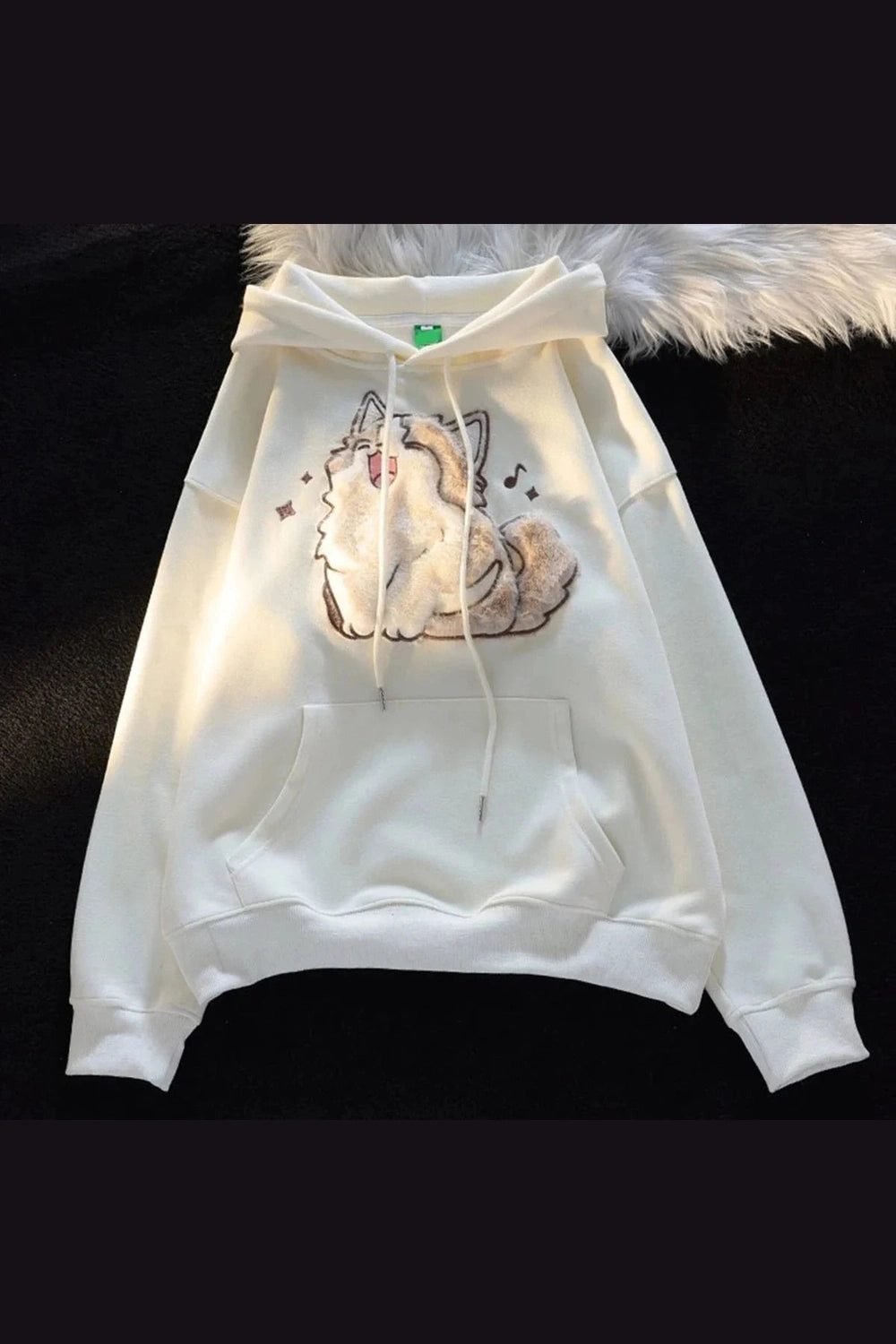 Y2k Cartoon Cat Embroidery Hoodie