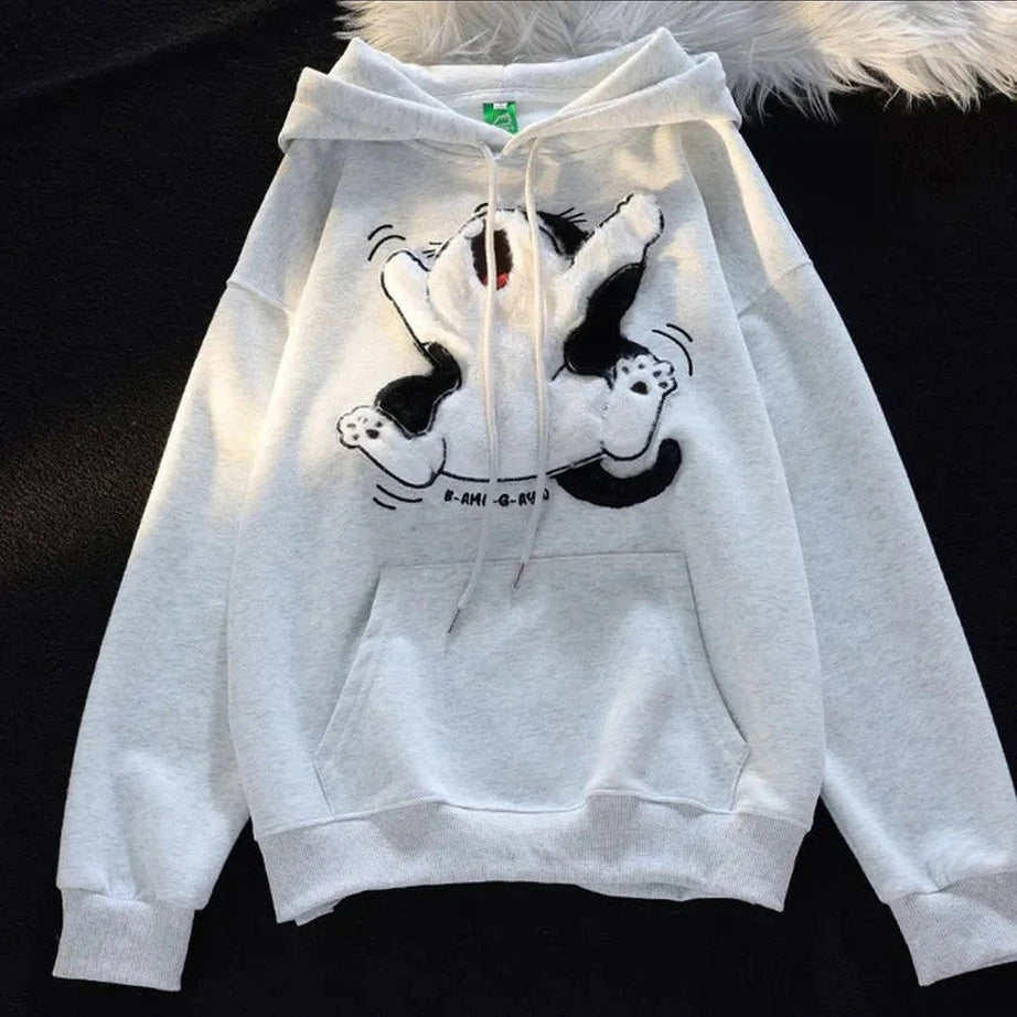 Y2k Cartoon Cat Fleece Hoodie