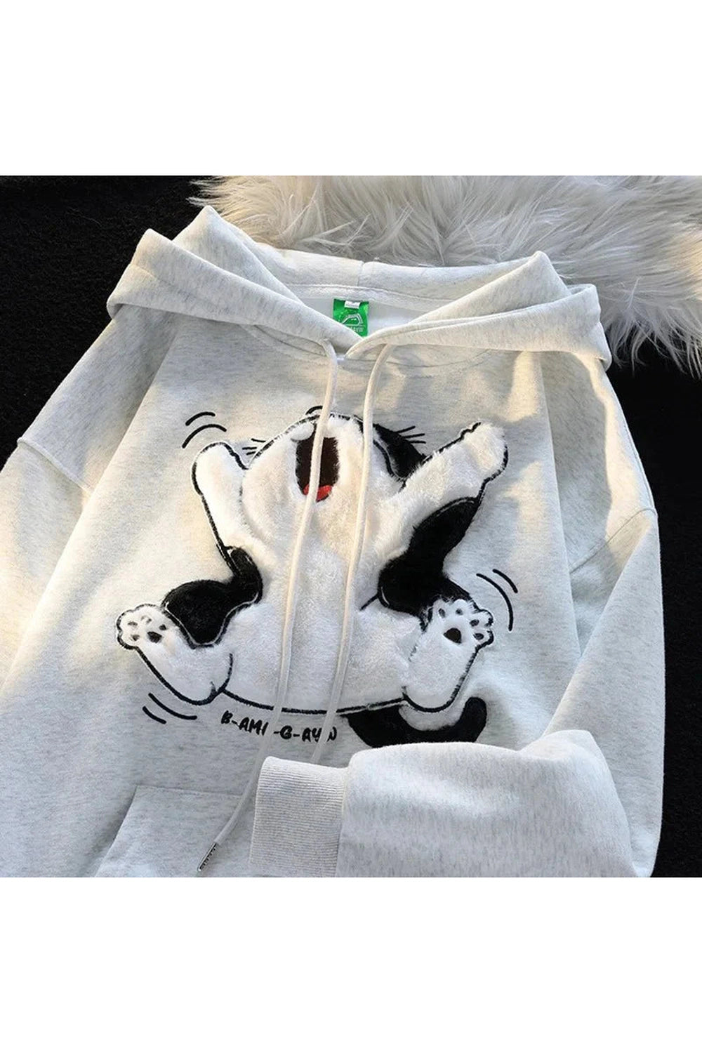 Y2k Cartoon Cat Fleece Hoodie