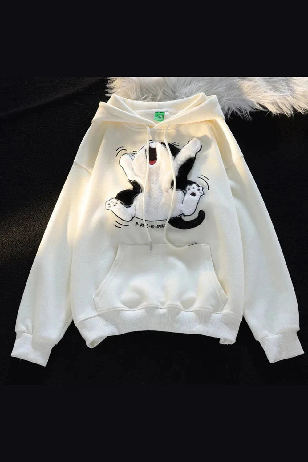 Y2k Cartoon Cat Fleece Hoodie