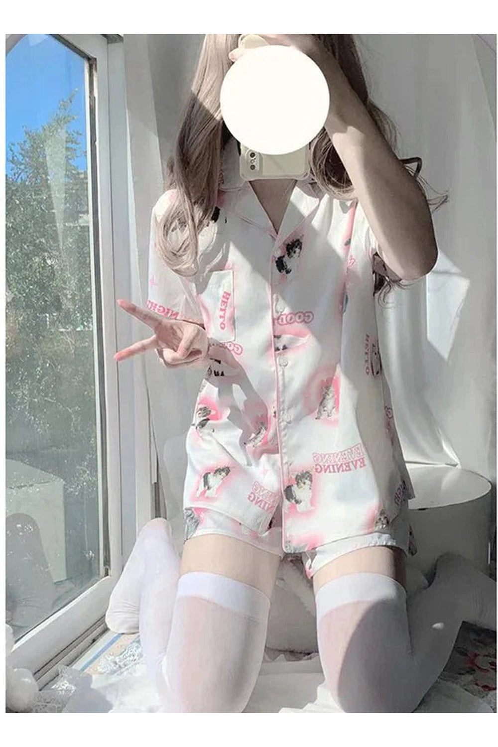 Y2k Cartoon Cat Pajama Set