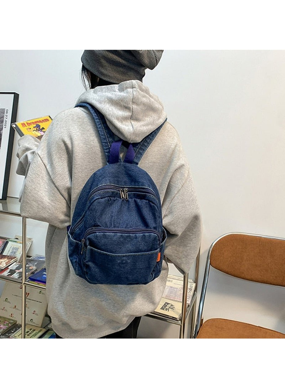 Y2k Casual Large Denim Backpack