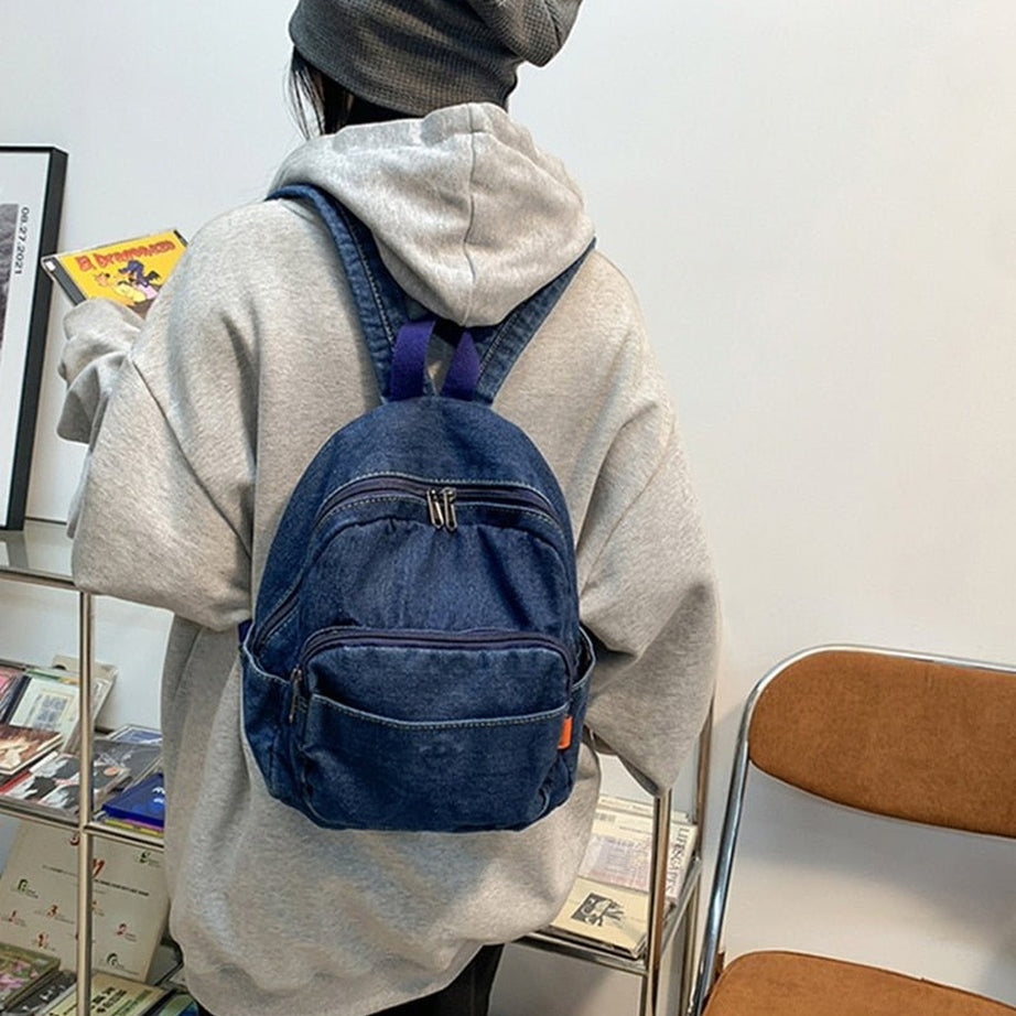 Y2k Casual Large Denim Backpack