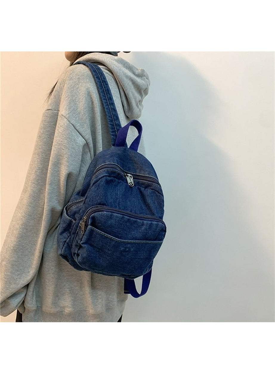 Y2k Casual Large Denim Backpack