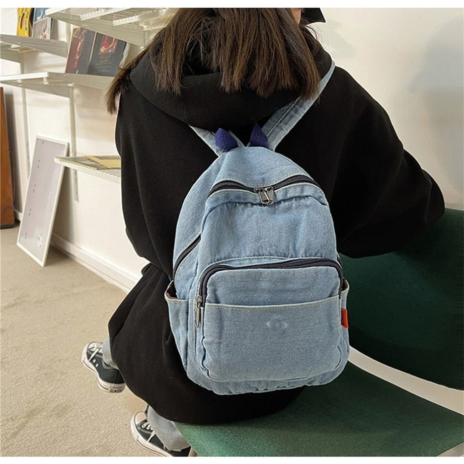Y2k Casual Large Denim Backpack