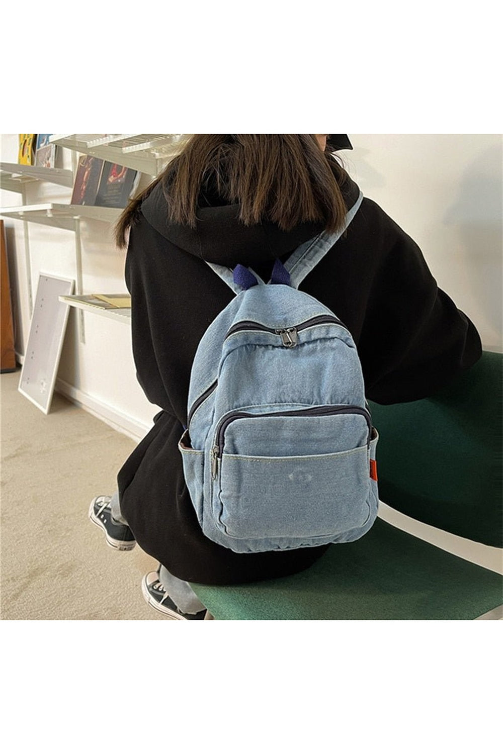 Y2k Casual Large Denim Backpack