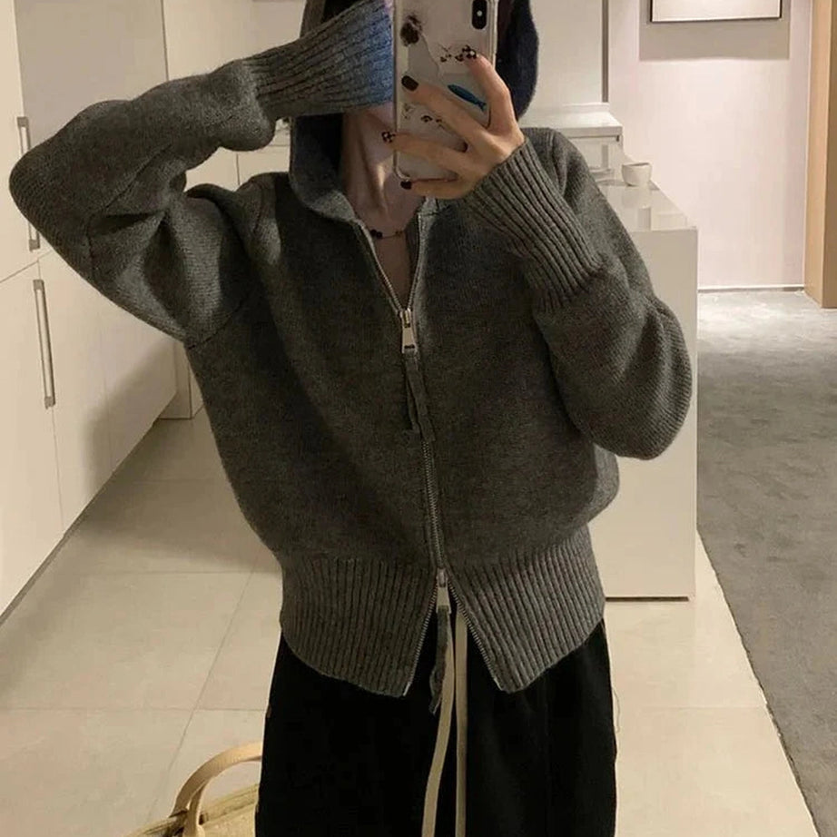 Y2k Acubi Solid Cardigan