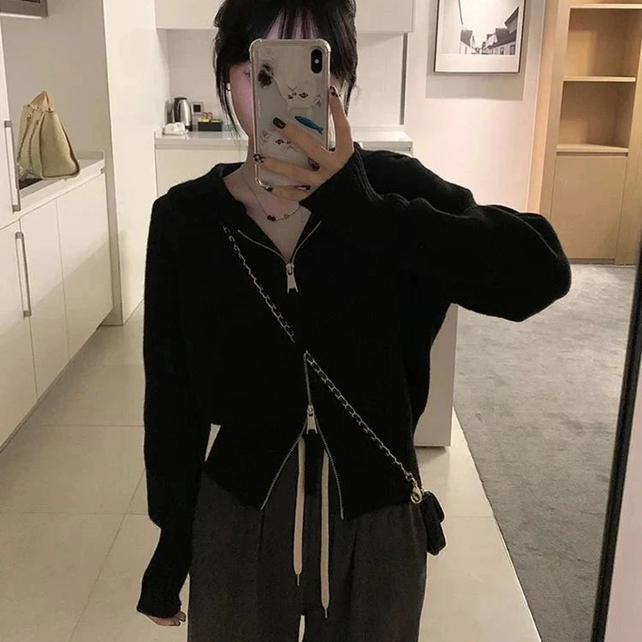 Y2k Acubi Solid Cardigan