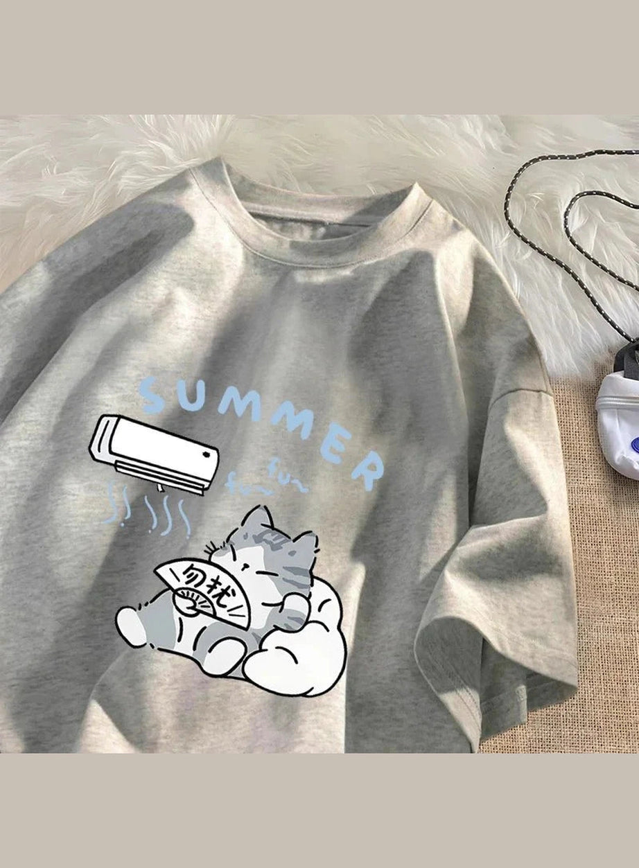 Y2k Cat Air Conditioner T-shirt