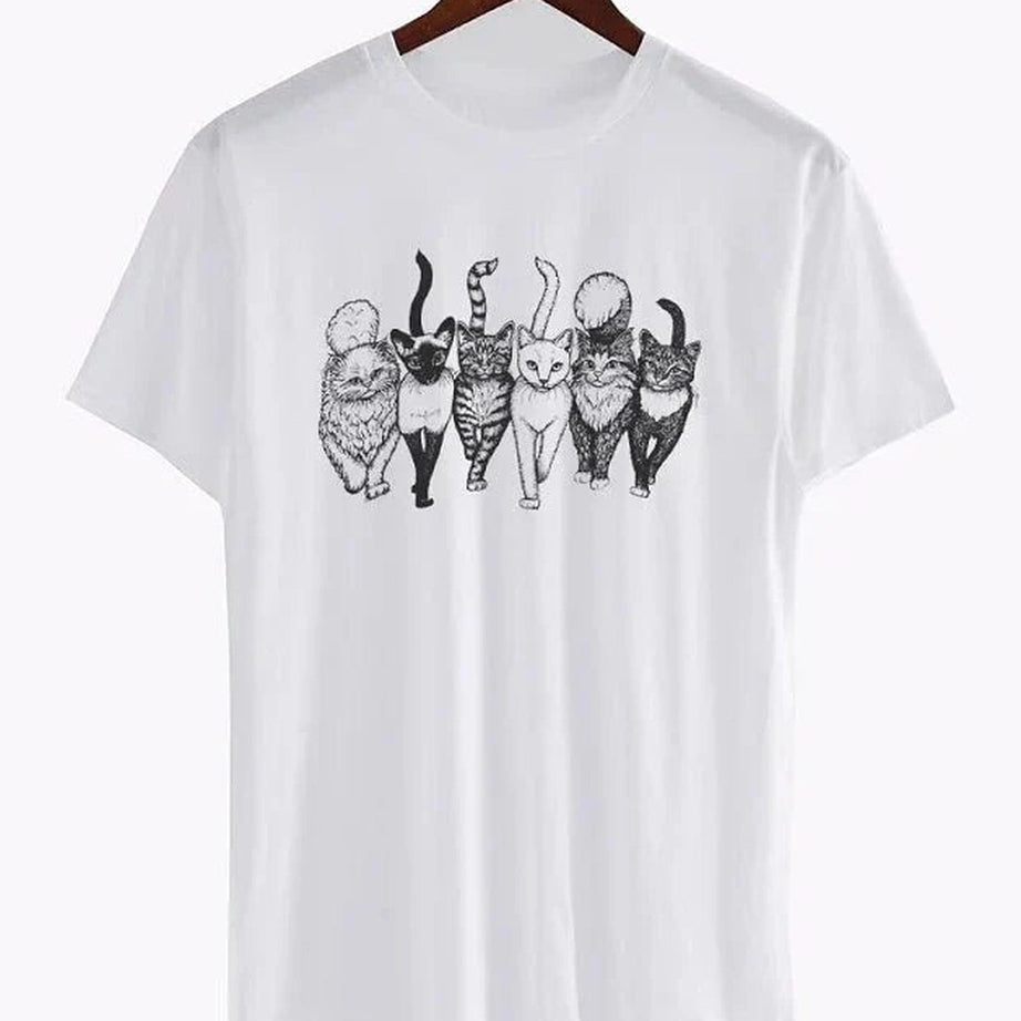 Y2k Cat Gang Graphic Women's Cotton T-Shirt