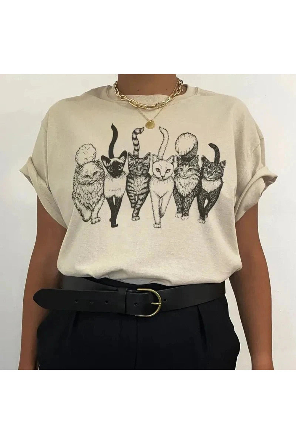Y2k Cat Gang Graphic Women's Cotton T-Shirt