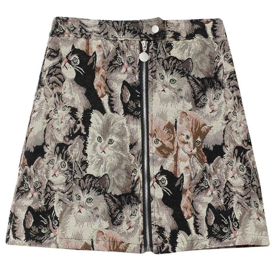 Y2k Cat Pattern Skirt