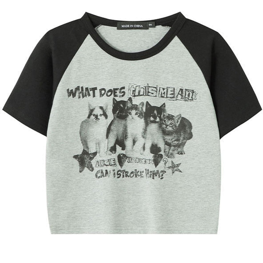 Y2k Cat Print Crop Top