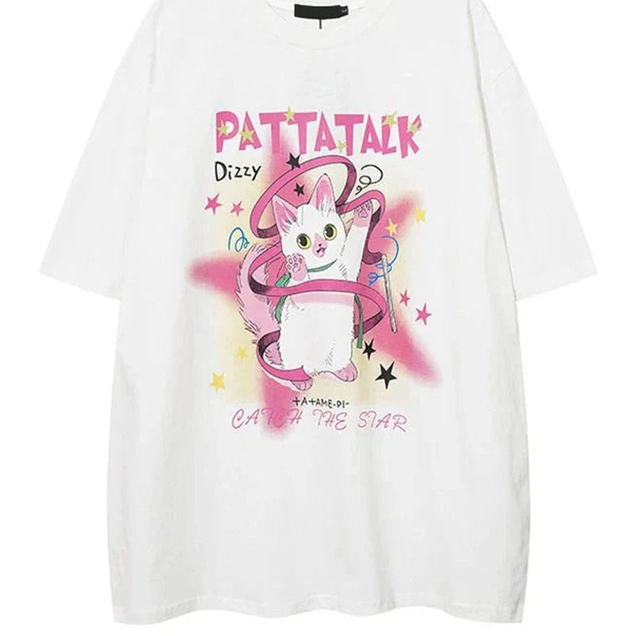 Y2k Cat Print T-Shirt