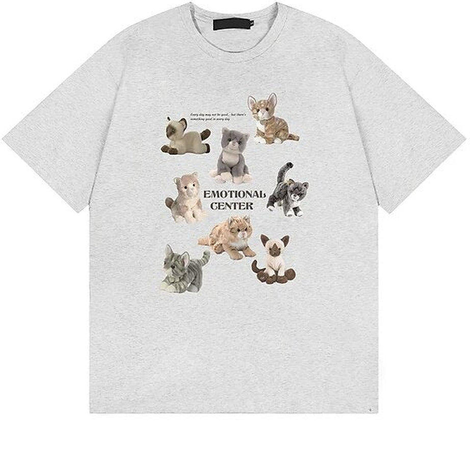 Y2k Cat Save World Cartoon T-shirt
