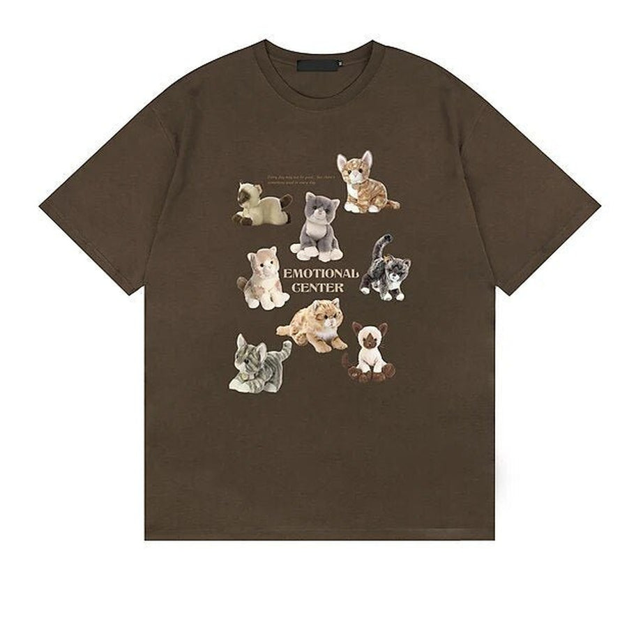 Y2k Cat Save World Cartoon T-shirt