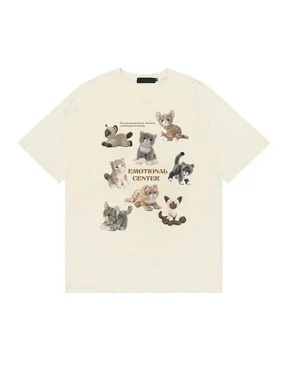 Y2k Cat Save World Cartoon T-shirt