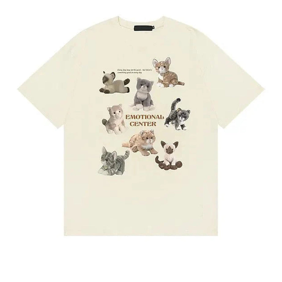 Y2k Cat Save World Cartoon T-shirt